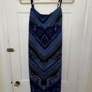 Vintage 90s Weather Vane Blue and Black Patterned Dress